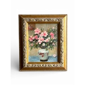 Bouquet of Azalea Roses by Marcel Dyf Small Framed Textured Print 6x6.75"